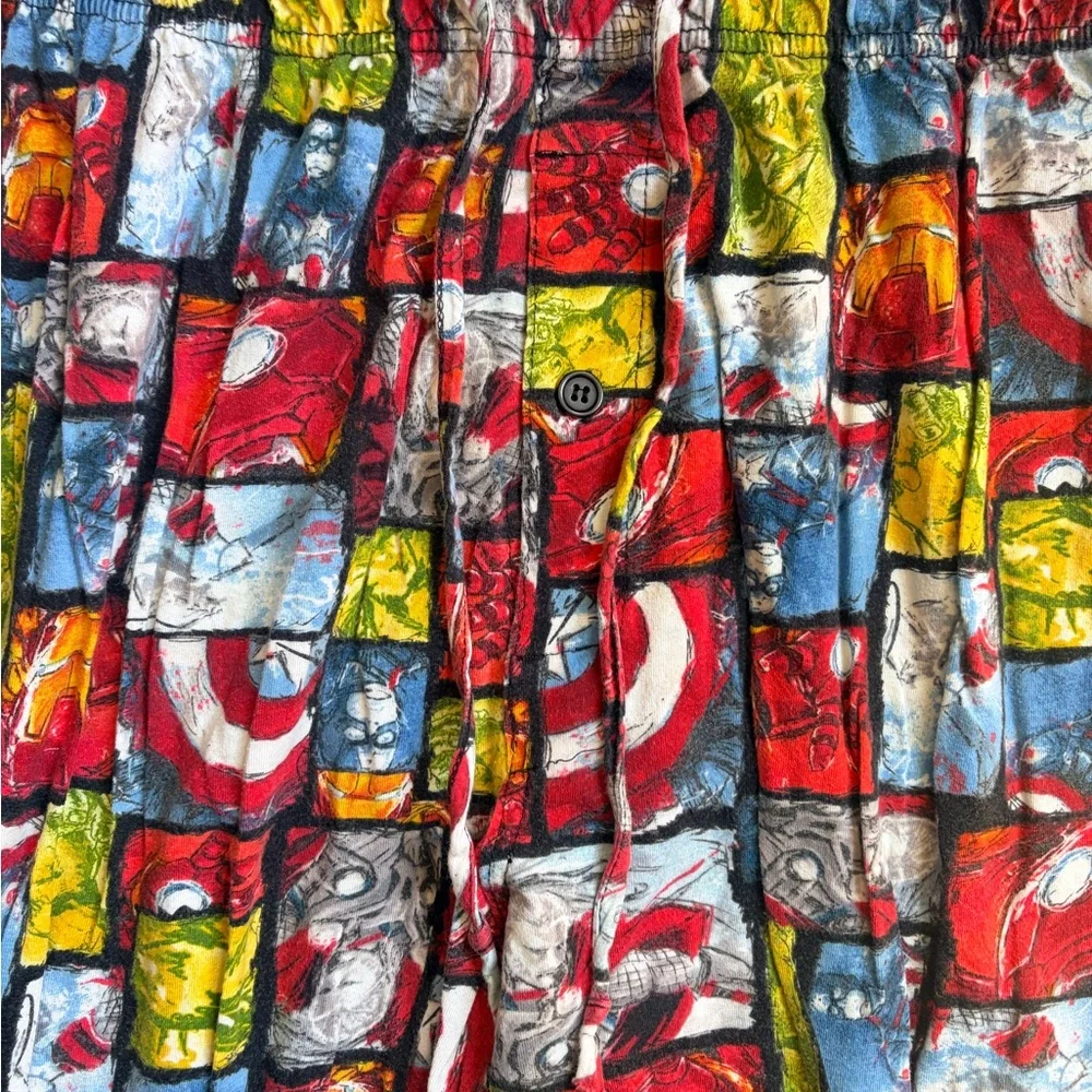 Unisex Marvel Captain America Patterned Pajama Pants - Red Multi M - Picture 2 of 5